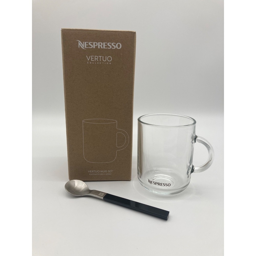 Nespresso Vertuo Collection Vertuo Mug Set 2 Coffee Mugs 2 Spoons New Open Box